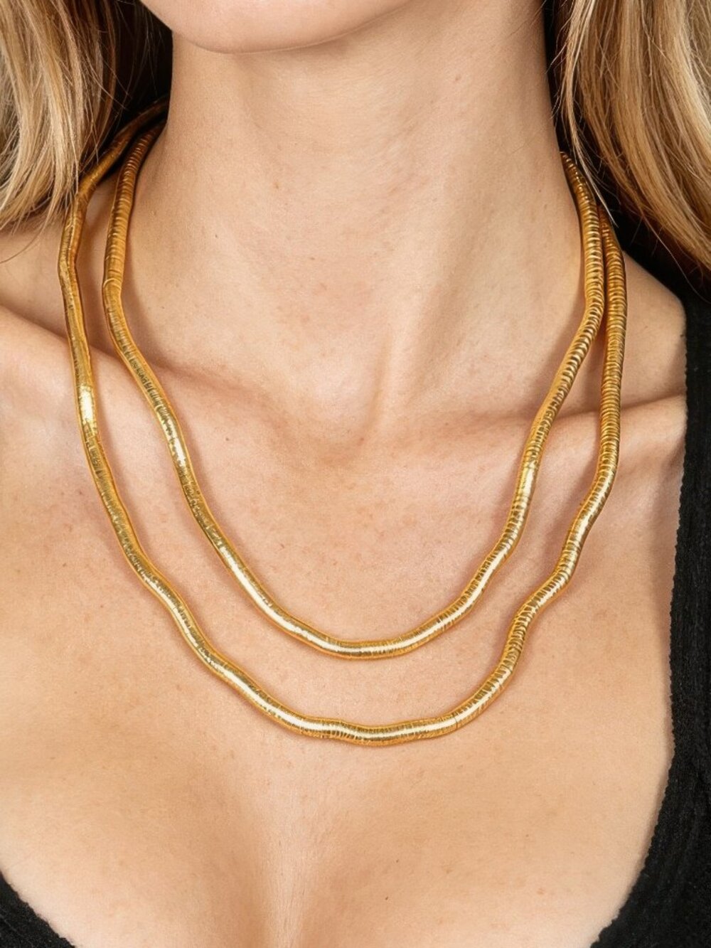 Polished Tube Chain Statement Necklace
